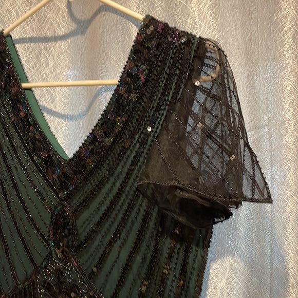 1920’s Gatsby/Mardi Gra Dress Dark Teal with Black Overlay - Picture 4 of 4